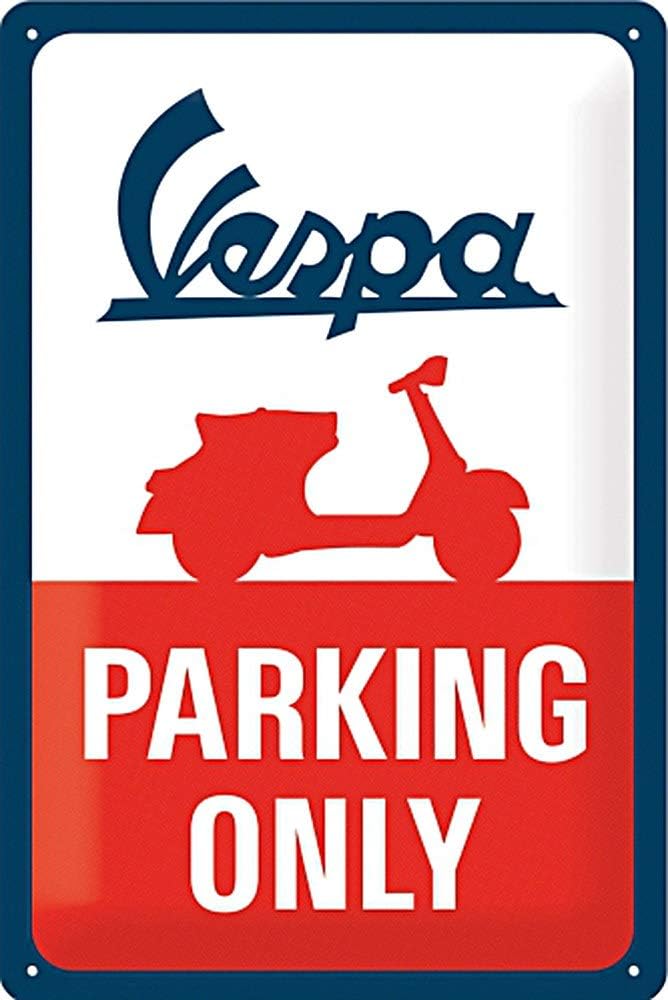 Nostalgic-Art Retro Tin Sign โ Vespa โ Parking Only โ Gift idea for Scooter Fans, Metal Plaque, Vintage Design for Wall Decoration, 20 x 30 cm