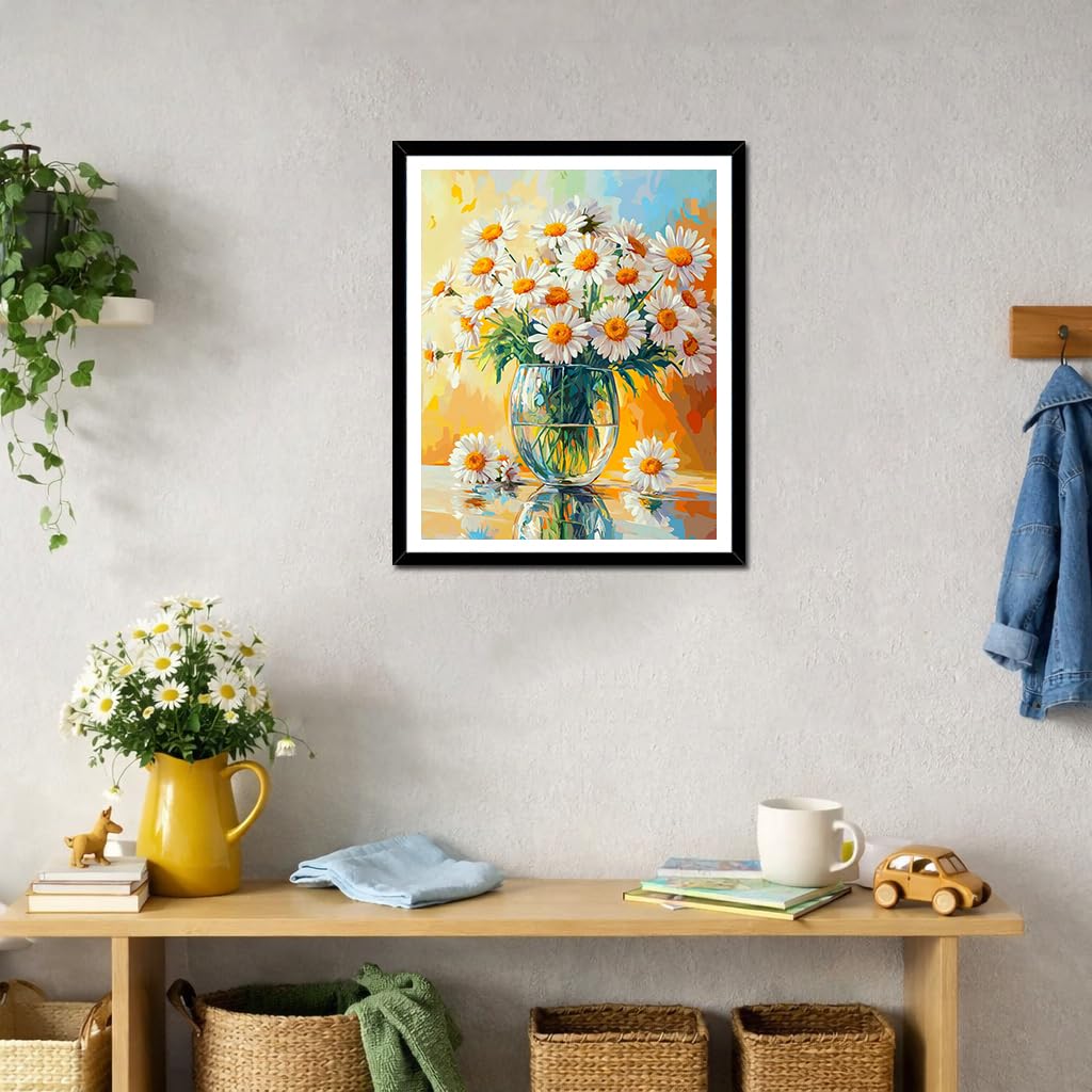 Amazon.co.jp: ARNLRDYA デイジーフラワー 花瓶の絵具 ナンバーキット