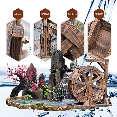 Waterwheel Fountain Wood Water Wheel Waterfall Wooden Garden Indoor Outdoor Wheels Fountain Vintage Rustic Ornamental Pond Decorative Balcony For Patio Backyard, Porch,Yard ( Size : Diameter 50Cm(19.7 #TOP4