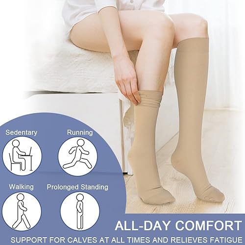 Miniatura 6 de Beister Calcetines de compresión de punta cerrada hasta la rodilla para mujeres y hombres, soporte graduado firme de 20-30 mmHg para venas