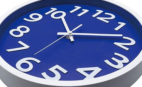 Miniatura 4 de AROMUSTIME Reloj de pared moderno de 12 pulgadas, silencioso, sin tictac, funciona con pilas, números 3D, esfera de color brillante, reloj de pared