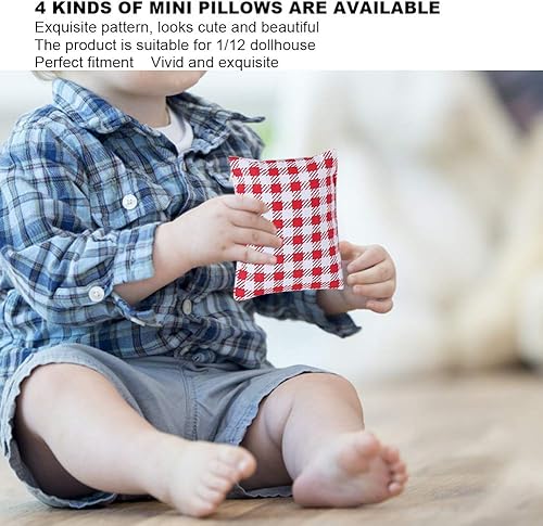 Miniatura 3 de Almohada de muñeca 112, 8 piezas de tela suave, mini almohadas ligeras, modelo de casa de muñecas en miniatura, accesorio de juguete