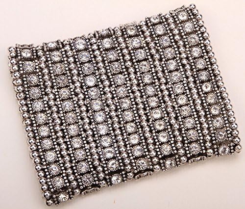 YACQ Women's Multilayer Wide Stretch Cuff Bracelets Fit Various Wrist Sizes - Soft Elastic Band - Lead & Nickle Free - Image 3