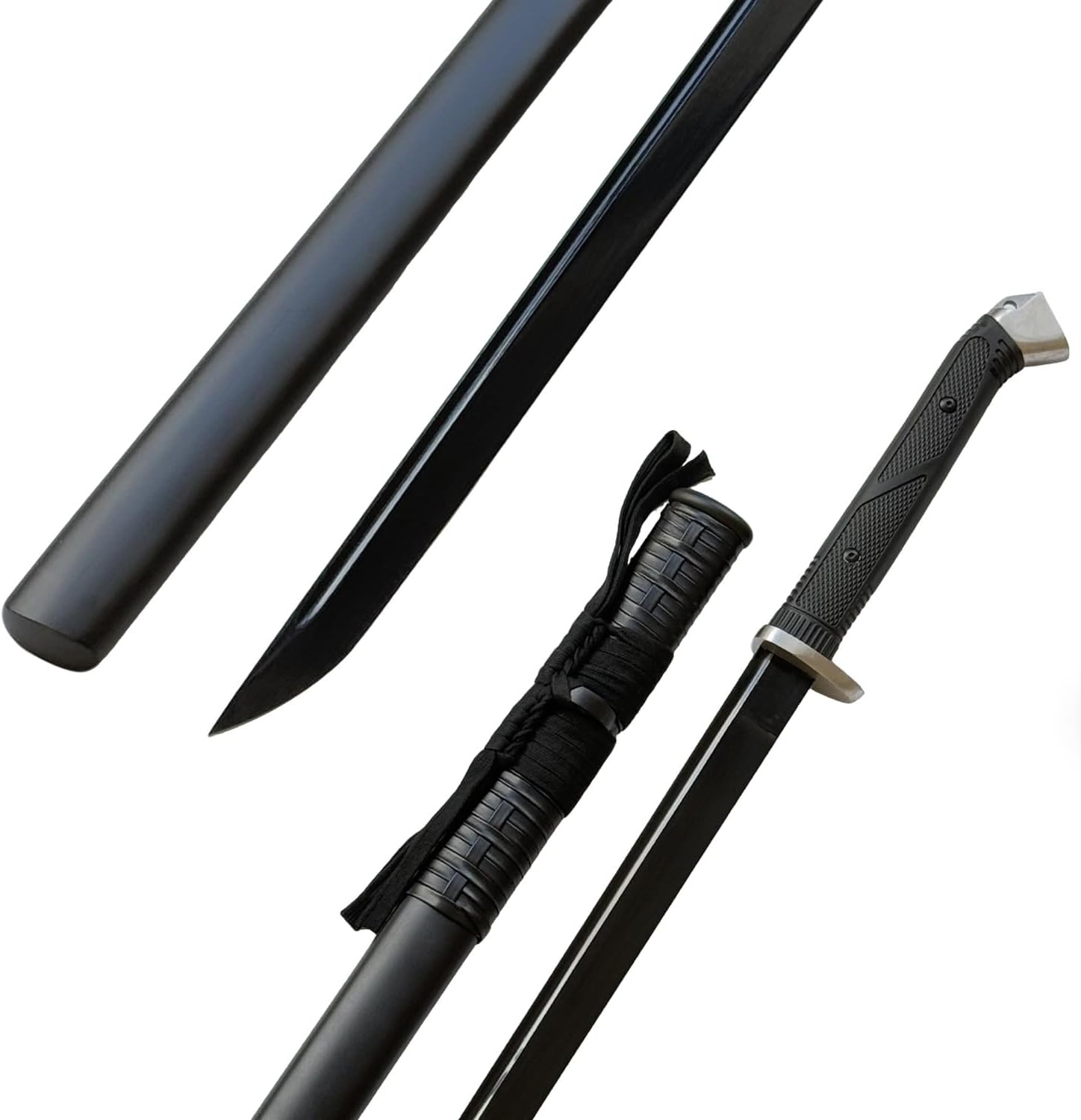 40" Katana 1065 Carbon Steel Sharp Real Sword,with TPR Handle and Full Tang Heat-Treated Black Blade,for Display,Collection,Gifting - Image 7