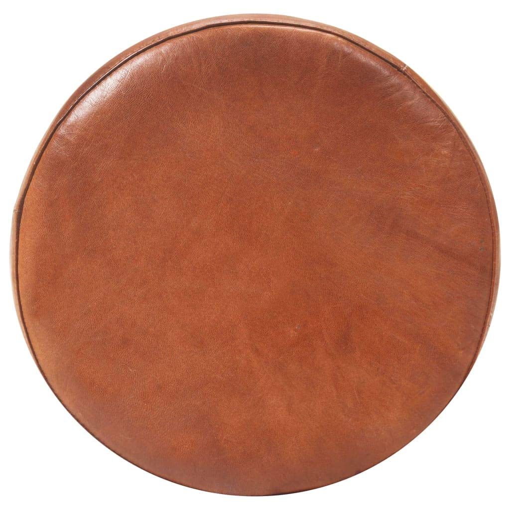 Generic Juego de 2 Taburetes de Bar de Cuero Genuino, Asientos Suaves, Estructura de Hierro Robusta, Ideal para el Hogar, con Reposapiés, Taburetes de Bar 2 Piezas de Cuero Genuino (Marrón)