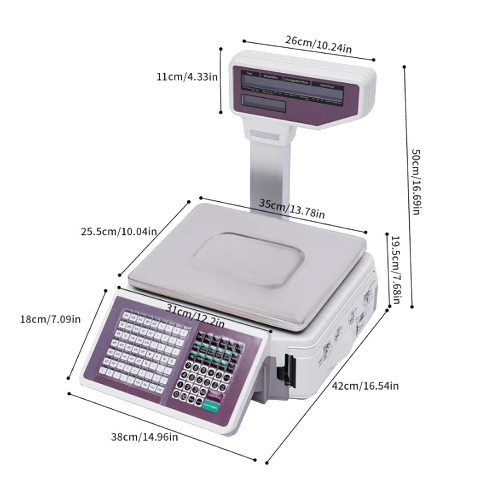 Komercyjna Cyfrowa Waga Cenowa, Waga Do Drukowania Etykiet Cenowych, Dwustronny WyśWietlacz Lcd, Waga 30kg/66lb, Waga OwocóW I Warzyw
