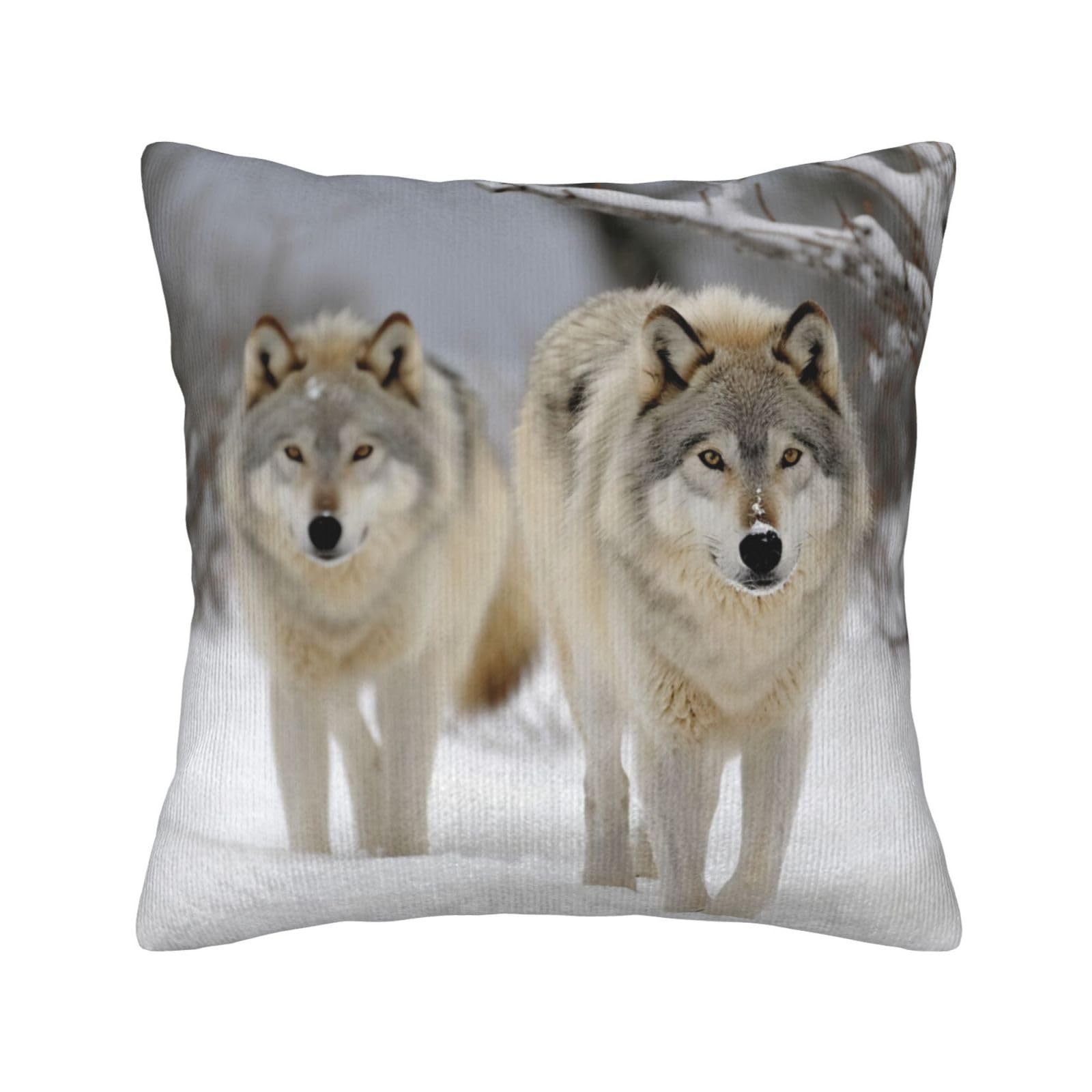 Housse de coussin velours loup pour décorer un canapé de salon cocooning