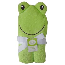 Luvable Friends Unisex Baby Cotton Animal Face Hooded Towel, Frog, One Size