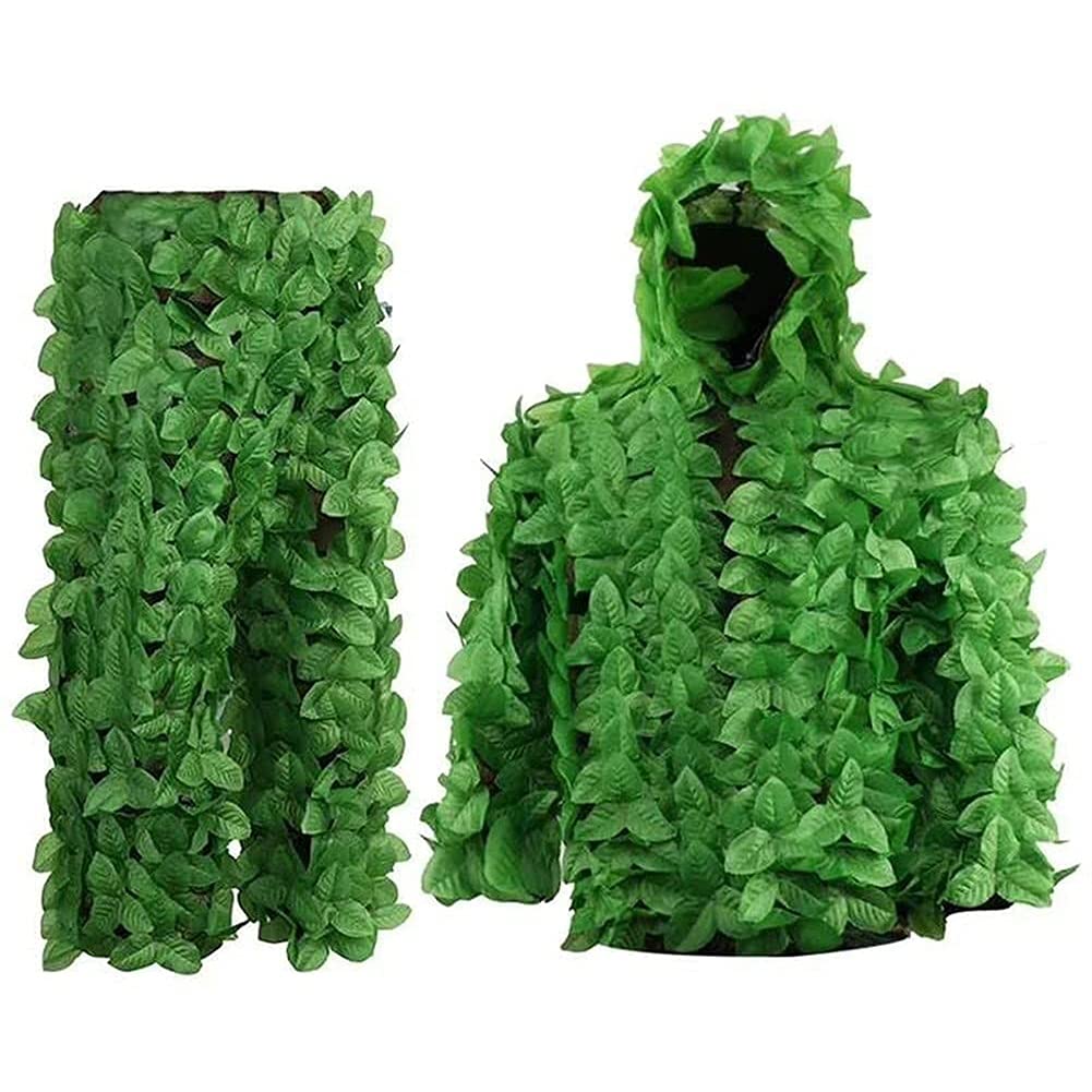 Chillers 3D Leaf Ghillie Anzug, Camouflage Woodland Hunting Geely Suits Camo Outfit Sniper Kostüm für Männer, Jäger, Sniper Airsoft und Paintball Fotografie oder Halloween