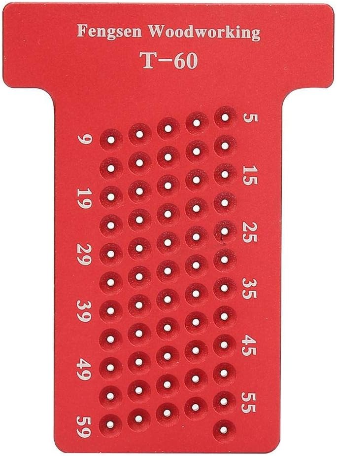 DEWIN Hole Marking Tool, Scribing Ruler Woodworking T-Type Scriber Aluminum Alloy Hole Gauge Carpenter Marking Tool Red