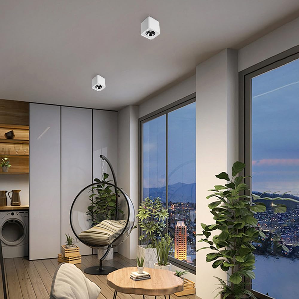 Jadssox LED-Deckenstrahler, weiß, quadratisch, Einbaustrahler, 10 W, Decken-Downlight, Akzentlampe, Aluminiumgehäuse, gerichtete Strahler für Wohnzimmer, Flur, Flur