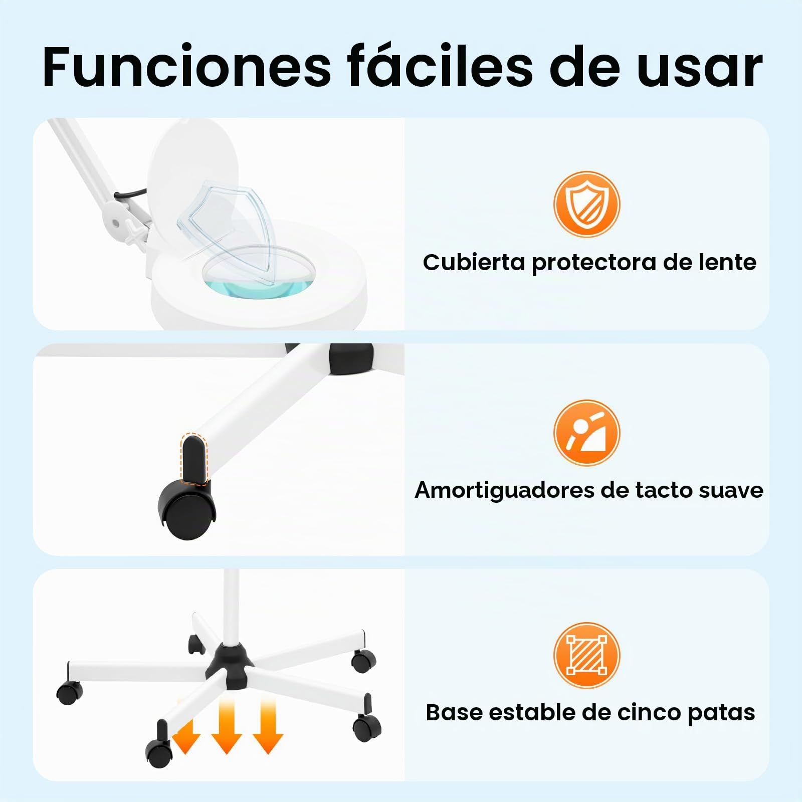 Lámpara de aumento de 5X dioptrías, lupa de trabajo cosmética, lámpara de aumento cosmética LED con soporte, lupa de pie para estudio de belleza, lámpara de salón sobre trípode para salón de belleza