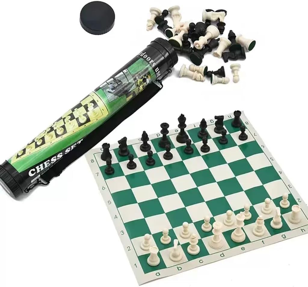 Portable Chess Set, Travel Board Games for Kids and Adults, Leather Board Non-Magnetic Puzzle Game(35cm), XSCQ01