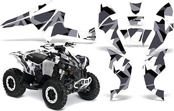 AMR Racing ATV Graphics kit Sticker Decal Compatible with Can-Am Renegade 500/800/1000 All Years - Special Forces Silver