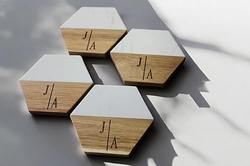 Miniatura 3 de Minimalist Personalized Marble & Wood Charcuterie Cheese Serving Board For Bridal Shower Wedding Engagement Birthday Thank You Housewarming