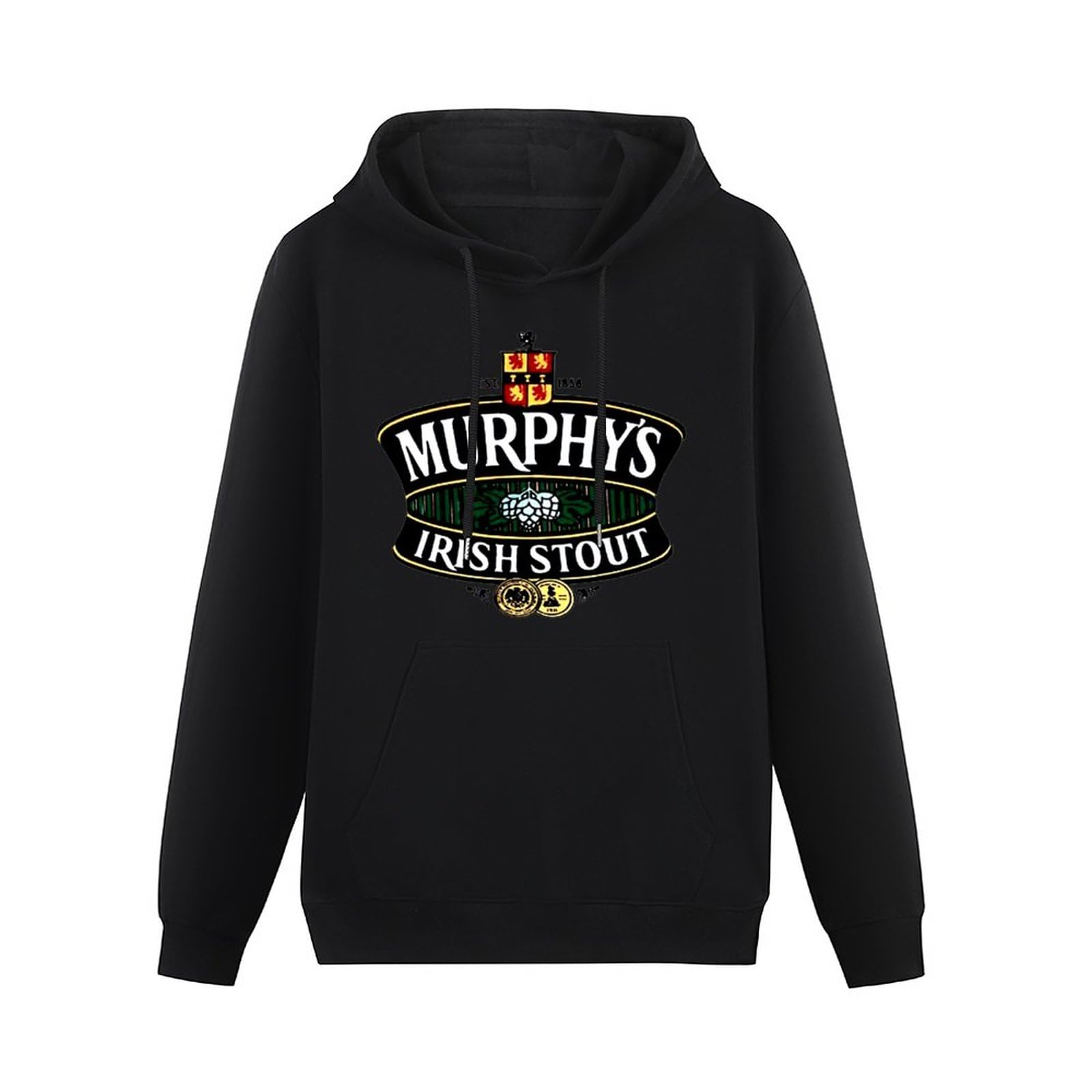 HUO BAO NIU ROU Murphy'S Irish Stout Vintage Worn Look Hoodies Printed Sweatshirt Graphic Mens Pullover Hooded Black XL