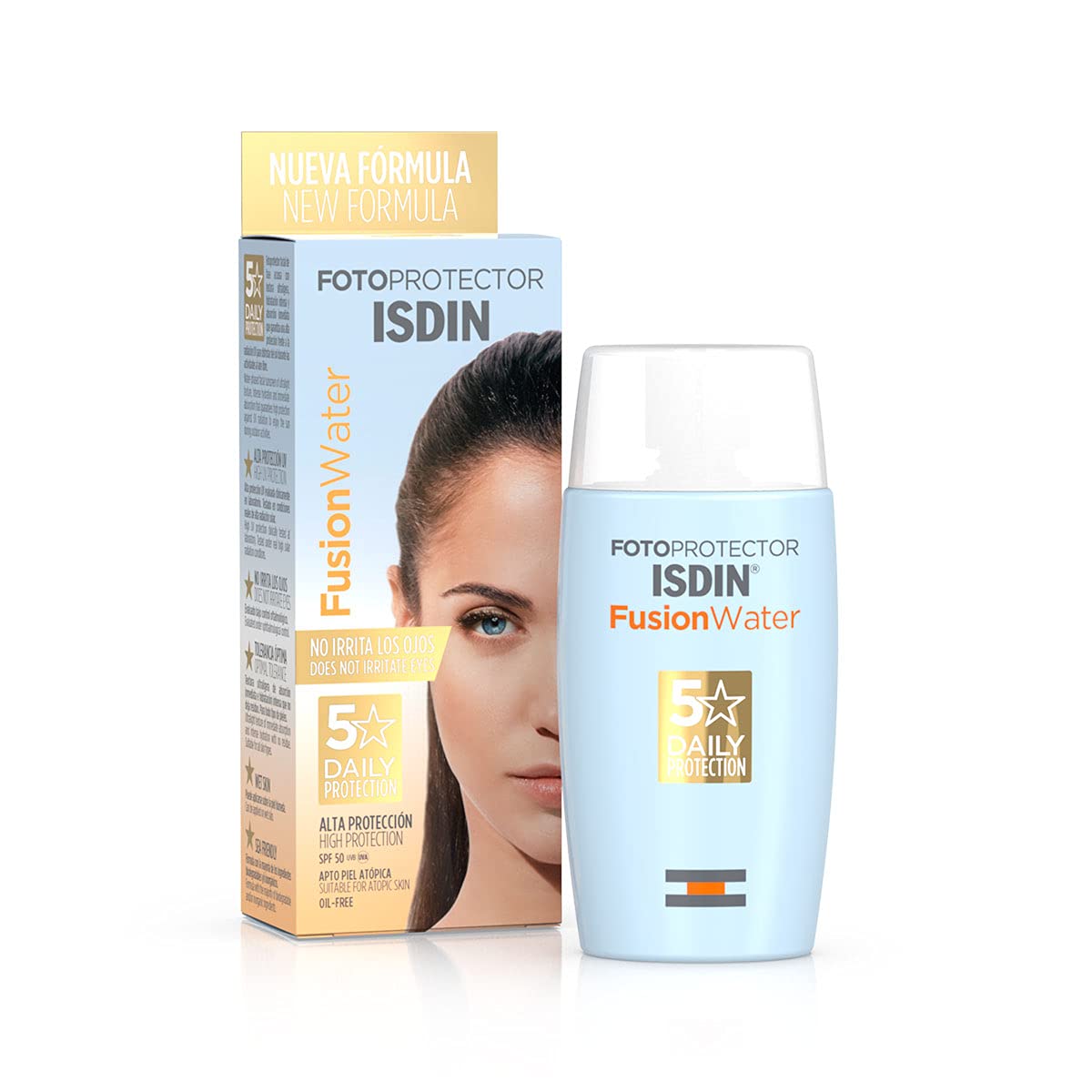 ISDIN Fusion Water LSF 50 | Sonnencreme für das Gesicht zur täglichen Anwendung| Ultraleichte Textur, 50 ml + Wet Skin Transparent Spray 50 | unsichtbarer und leichter Lichtschutz | 250 ml