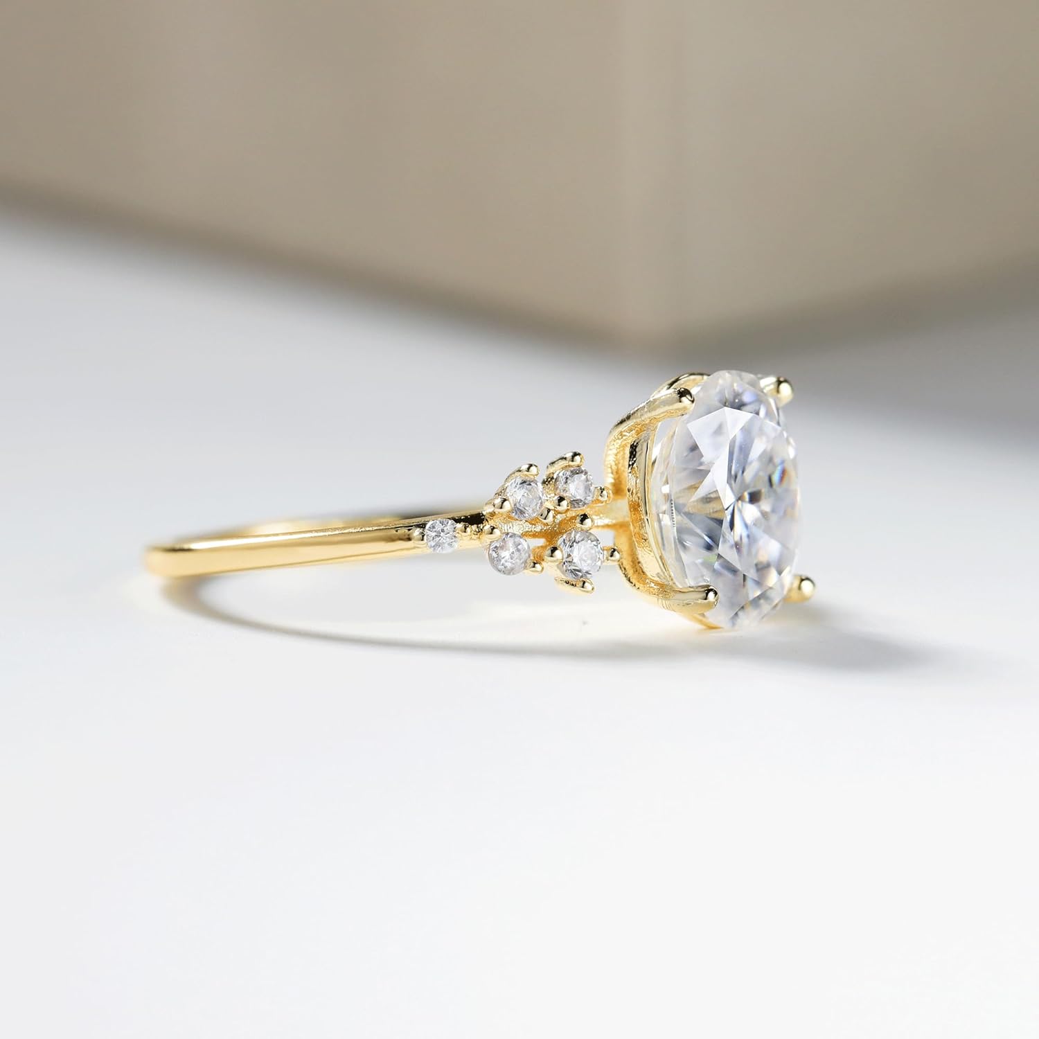 1CT/2CT/3CT 14K Gold Plated 925 Sterling Silver Oval Cut Engagement Rings Solitaire Cubic Zirconia CZ Wedding Promise Bands For Women Size 5-9