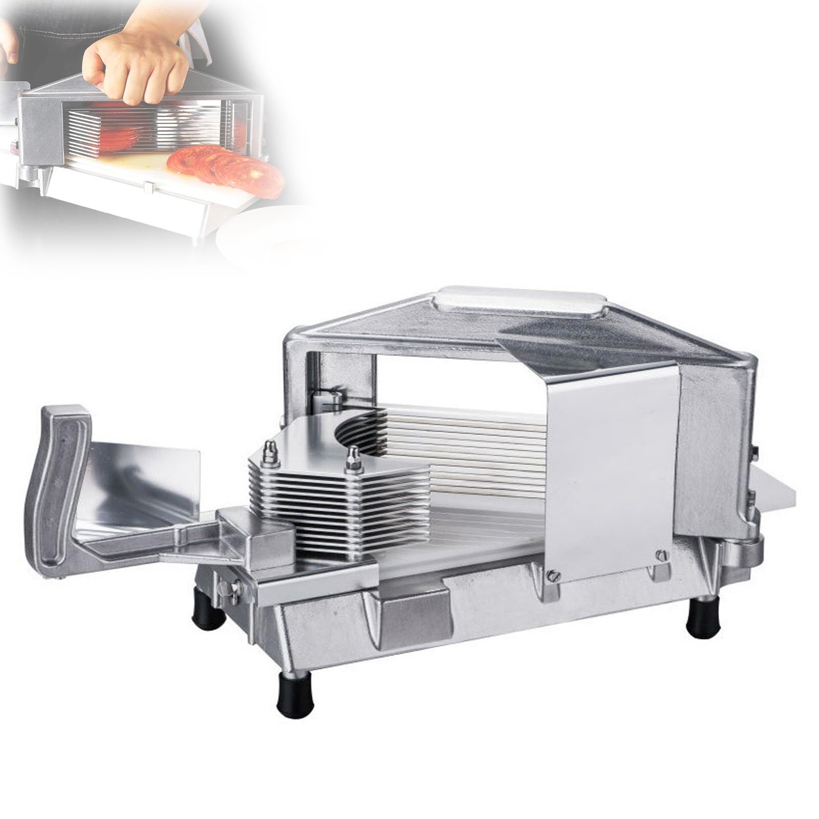 Affettatrice per pomodori Professionale, affettatrice Manuale per Frutta e Verdura da 6,3/4,7 mm, in Acciaio Inossidabile, Facile da Pulire, per casa e Ristorante.