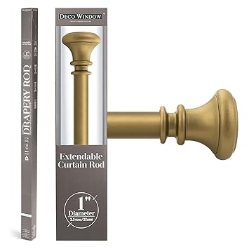 Deco Window Adjustable Curtain Rod for Windows & Doors Metal Pole with Finials and Mounting Hardware Set (1 Inch) (52