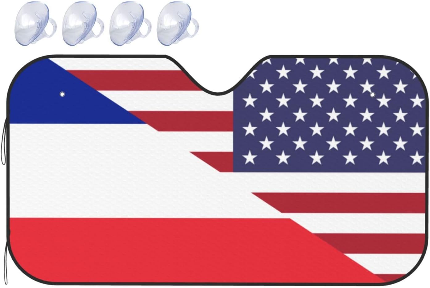 America France Friendship Flag Foldable Car Windshield Sunshade Blocks Heat and Sun Glare Uv Rays