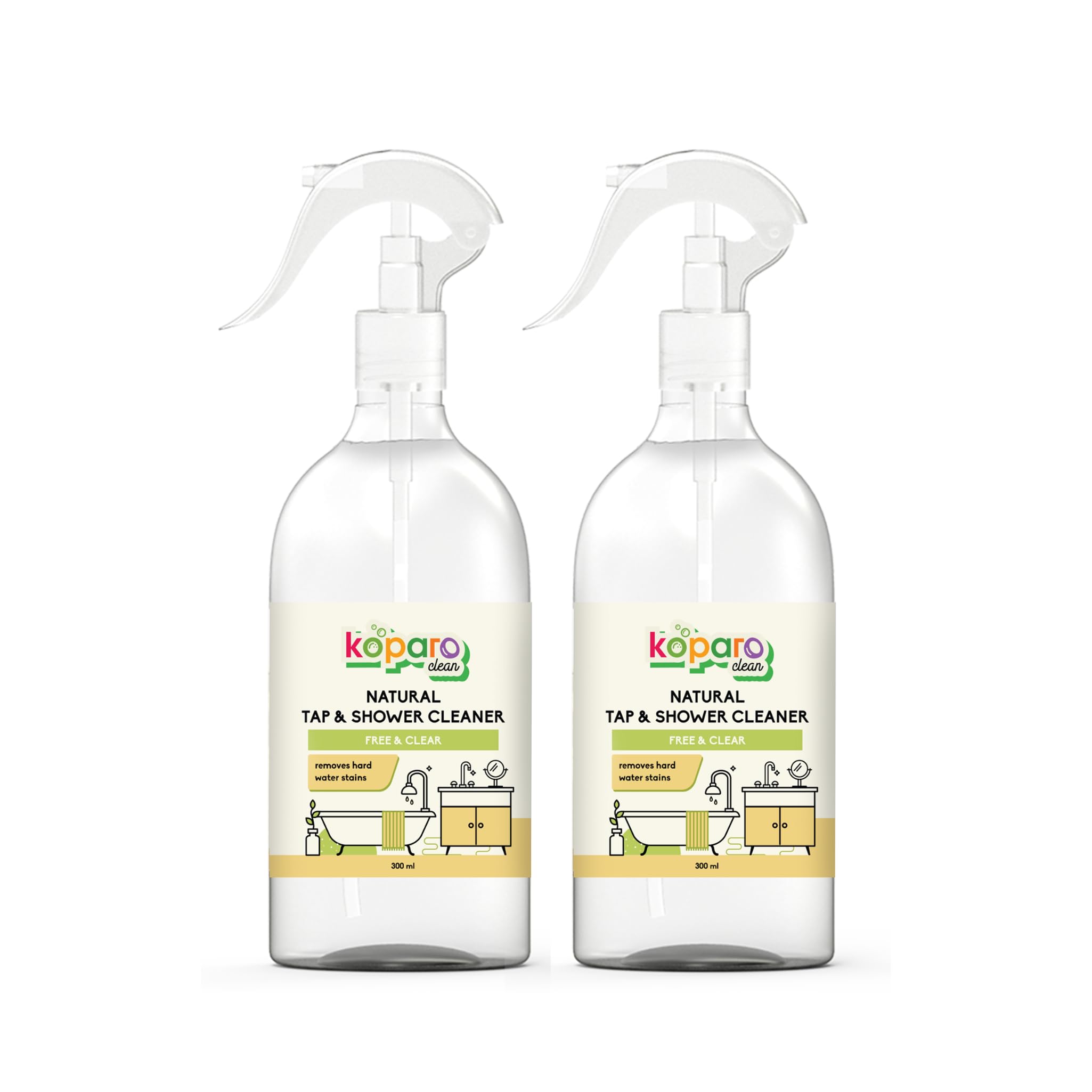 Koparo Natural Tap And Shower Cleaner Spray - Pack of 2 | Taps, Sinks, Bath Tubs, Shower | Hard-Water Stain Remover | Dissolves Limescale, Mineral Deposits | Skin Friendly | PETA Certified (B0B693PY48) Amazon Price History, Amazon Price Tracker