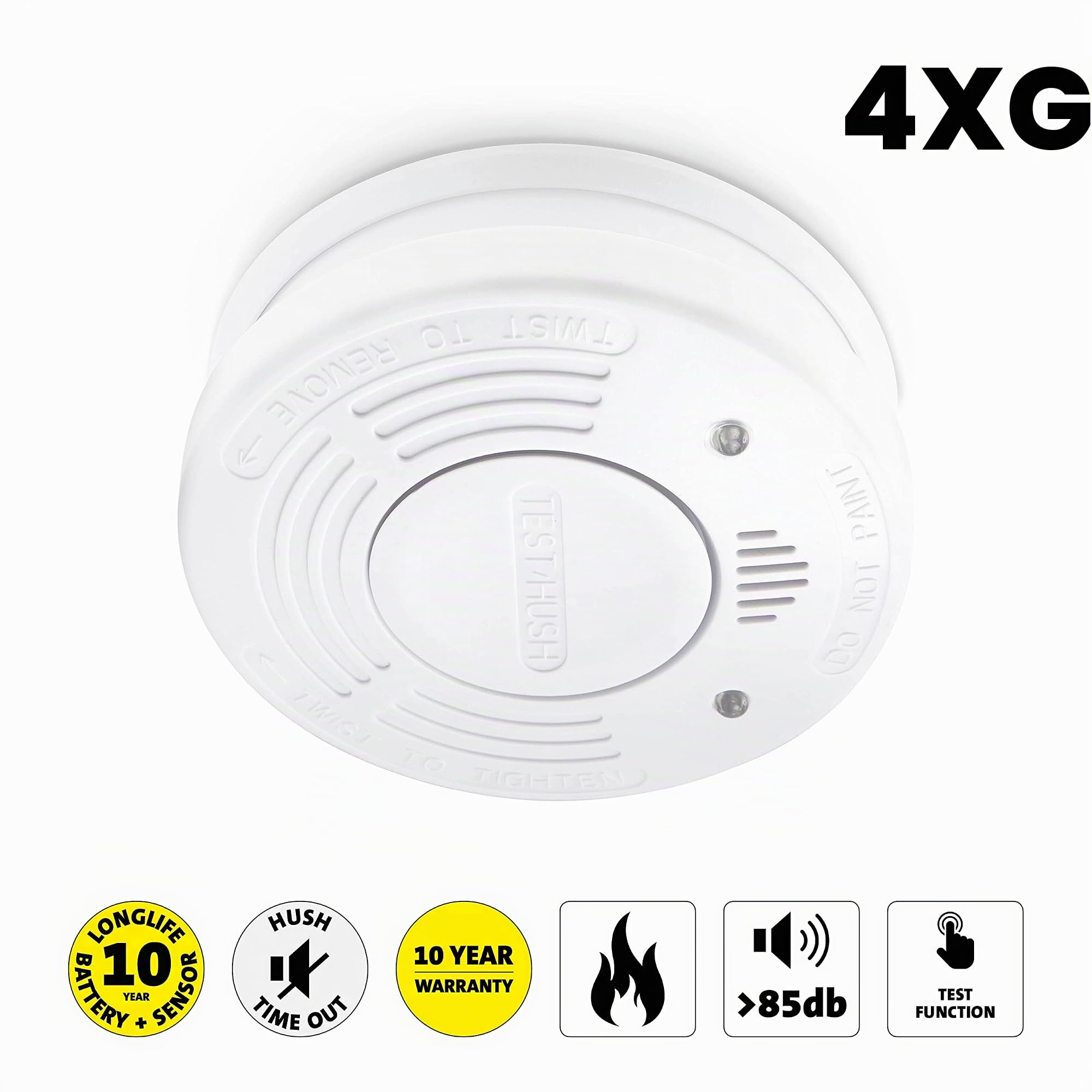Alecto SA-110 Quad - Detector de Humo con batería de 10 años y duración del Sensor, Fácil de Instalar, 85 dB, Paquete de 4