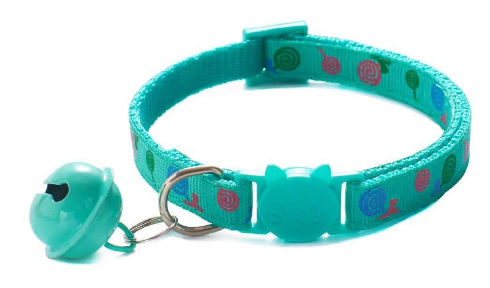 LitVibes Cat Collar With Bell,Kitten Kitty & Small Dogs Soft Adjustable Collar,Safe,Breakaway For Cats And Puppies-Green (Lollipop Design),?14 cm,W_2 cm (B0BPM6PKCB) Amazon Price History, Amazon Price Tracker