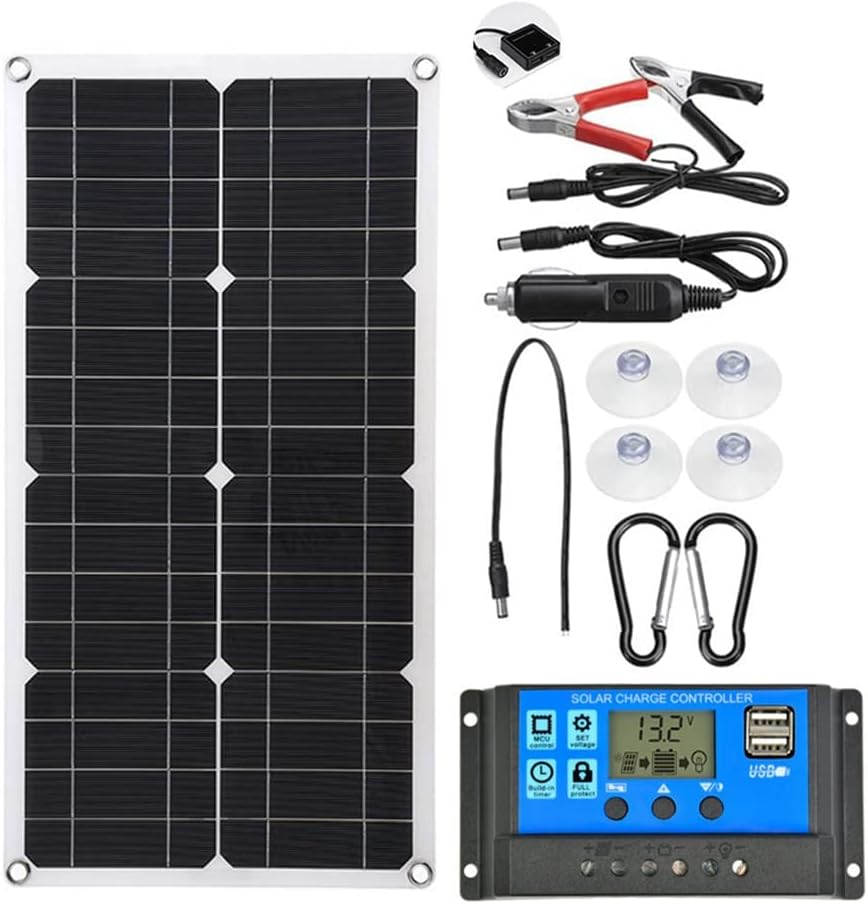 Tapef@ 100w Solar Panel Flexible Foldable Monocrystalline Photovoltaic Module with Controller Usb 12V Output Solar Panel Charger for Motorhomes Caravan Rv Shed Vans Garage -30v controller