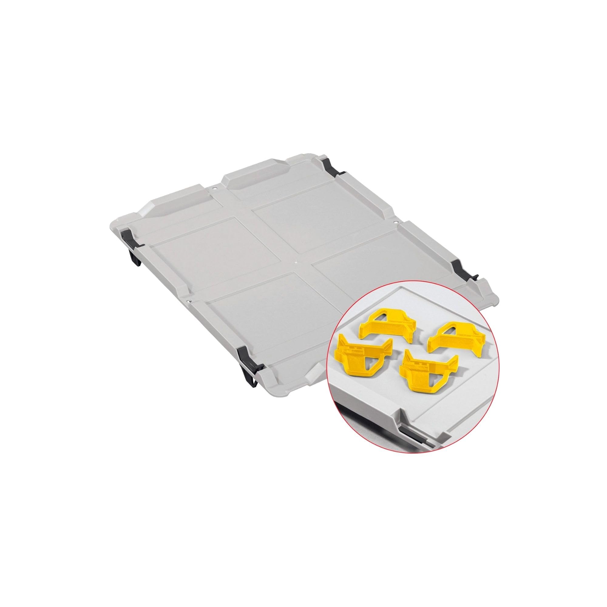 SET SUPER ÉCONOMIQUE 5x Bac Euro NextGen Color avec couvercle d'appui et fermetures à glissière | HxLxP 32x40x60cm, 65 litres | Poignées jaunes fermées, fond renforcé | Eurobox boîte industrielle