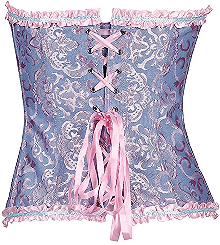 Wiantoniollis Women's Lacing Corset Top Satin Floral Boned Overbust Body Shaper Bustier Purple Small #TOP1
