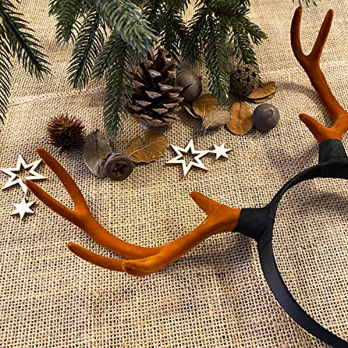 Oblique Unique® Haarreifen Rentier Hirsch Reh Geweih Haarreif in Braun Kopfschmuck Accessoire für Weihnachten Fasching Karneval