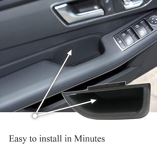 Miniatura 5 de Vesul Caja de almacenamiento lateral de puerta delantera negra con asa de bolsillo reposabrazos contenedor para teléfono Mercedes Benz E Class E350