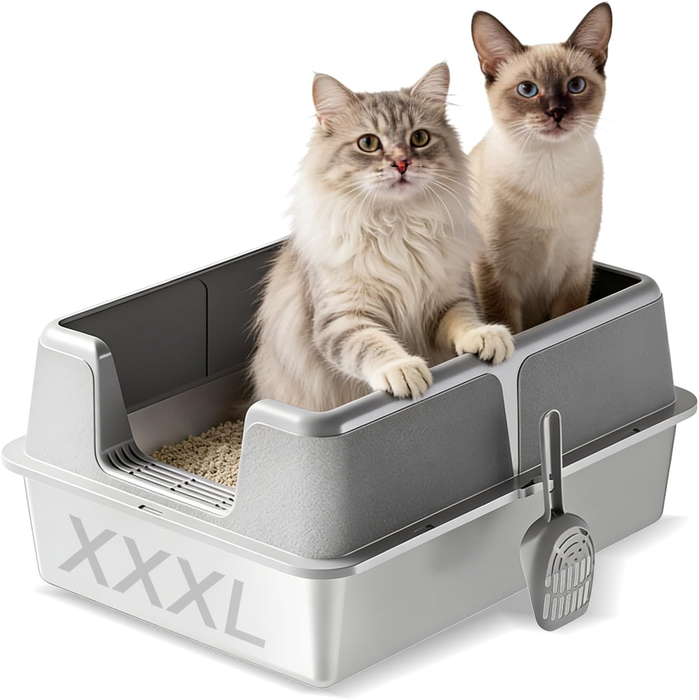 XXXL Stainless Steel Litter Box with Lid, 28"X20"X12" Metal Litter Boxs with High Sides for Big Cats and Multiple Cats, Never Absorbs Odors, Anti-Urine Leakage, Easy Cleaning