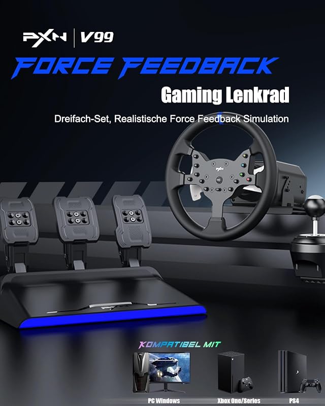 PXN V99 Versenyautó Szimulátor Kormány Pedálokkal és Váltókarral PC Xbox PS4