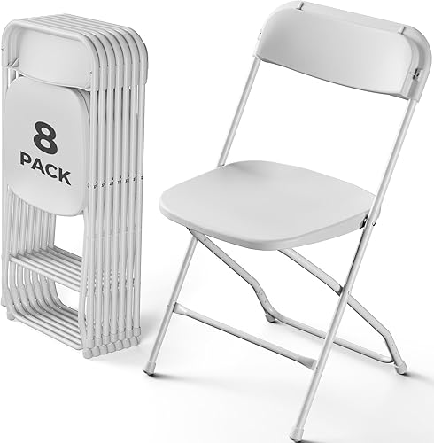 Miniatura 18 de Paquete de 2 sillas plegables, sillas plegables de plástico para exteriores, silla plegable resistente, sillas plegables de metal resistente