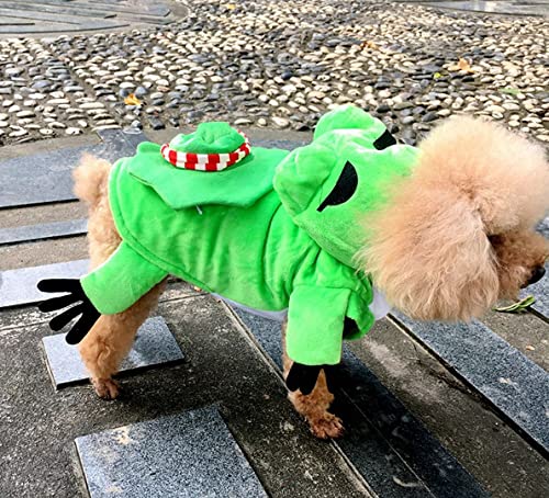 Chezabby Funny Frog Dog Cat Costumes Pet Halloween Christmas Cosplay Clothes Adorable Flannel Kitten Outfits Clothes Soft Velet Puppy Apparel Fleece Doggie Sweater Warm Cat Coat #TOP2