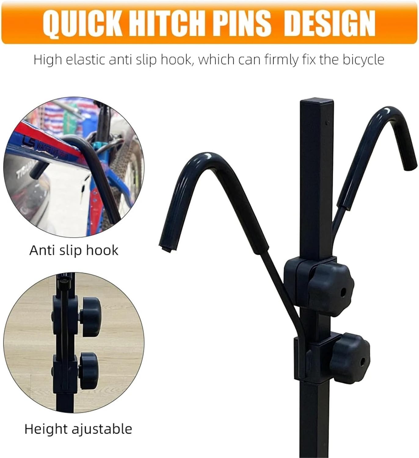 Logo Black Durable Auto Vehicle Double Bicycle Carrier Vertical Bike Rack for Car Hitch