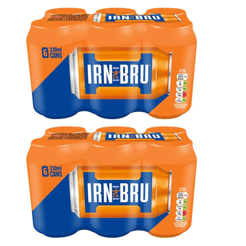 Irrn Bru Regular 6 x 330ml - Brewed In Scotland To a Secret Recipe Of 32 Flavours, Creating a Phenomenal Taste - Pack of 2 x 6 x 330ml