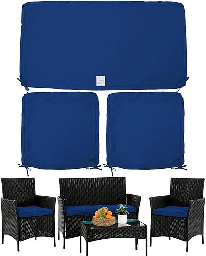 ClawsCover Paquete de 3 fundas de repuesto para cojines de asiento para exteriores, para muebles de mimbre de ratán, juego de conversación de patio,