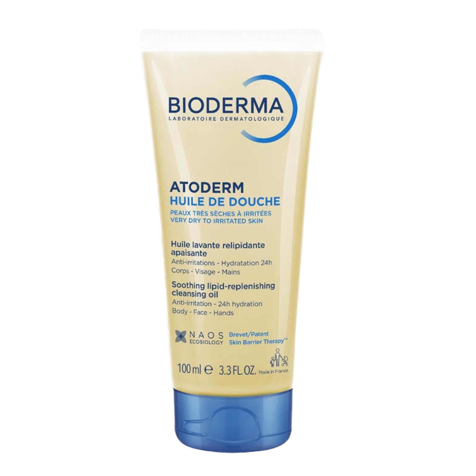 Atoderm Huile de Douche - Nettoyant Relipidant et Hydratant - Peaux Très Sèches à Atopiques - 24h d’Hydratation et Confort - Visage, Corps et Mains - Pour Toute la Famille - Lot de 3x100mL