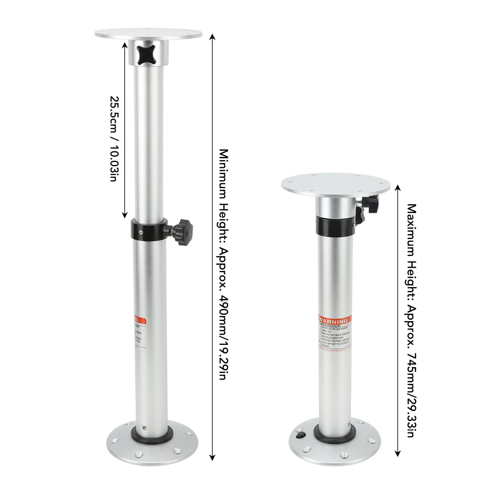 Pata de Mesa para Caravana, Base de Soporte de Elevación de Pedestal de Mesa de Aleación de Aluminio 490‑745 Mm Altura Ajustable, Soporte Plegable de Rotación de 360 ​​grados