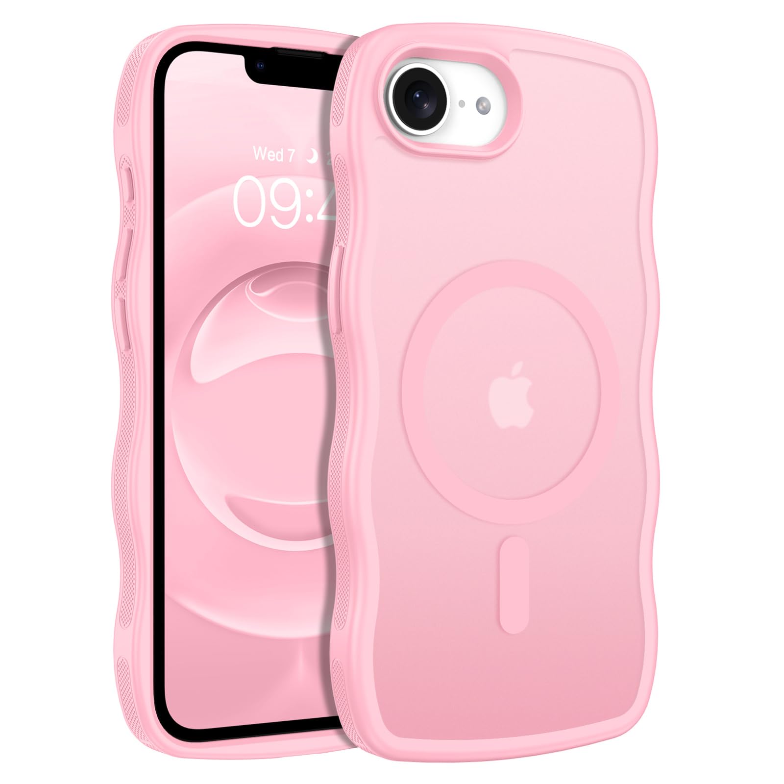 BENTOBEN for Magnetic iPhone 16e Case, [Compatible with Magsafe] [Curly Wave Frame Design] Non-Slip Easier Grip Shockproof Protective Bumper Cute