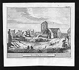  Culross Abbey Abtei Bauern Pferde Fife engraving Original Kupferstich