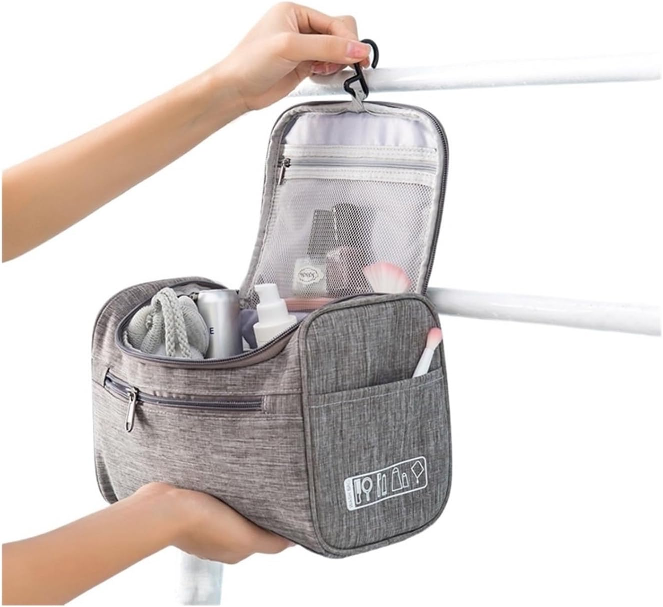 ポータブルトイレタリーバッグ、フック、旅行用品、収納バッグ、トイレタリー、(パープル)
