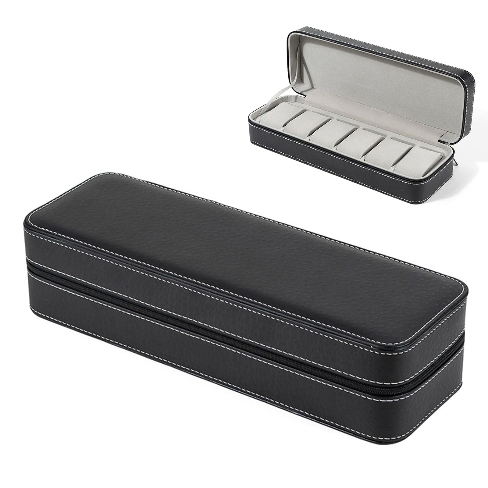 Boîte de rangement pour bijoux avec 6 emplacements bagues au fini classique durable