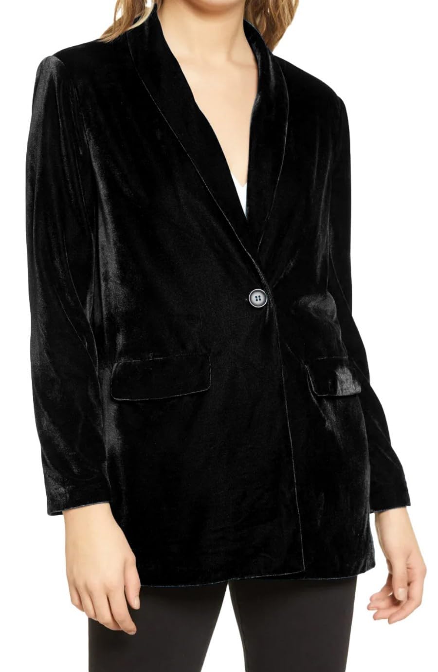 Womens Office Velvet Blazer Business One Button Workout Long Sleeve Velvet Blazer Women Suit Jacket