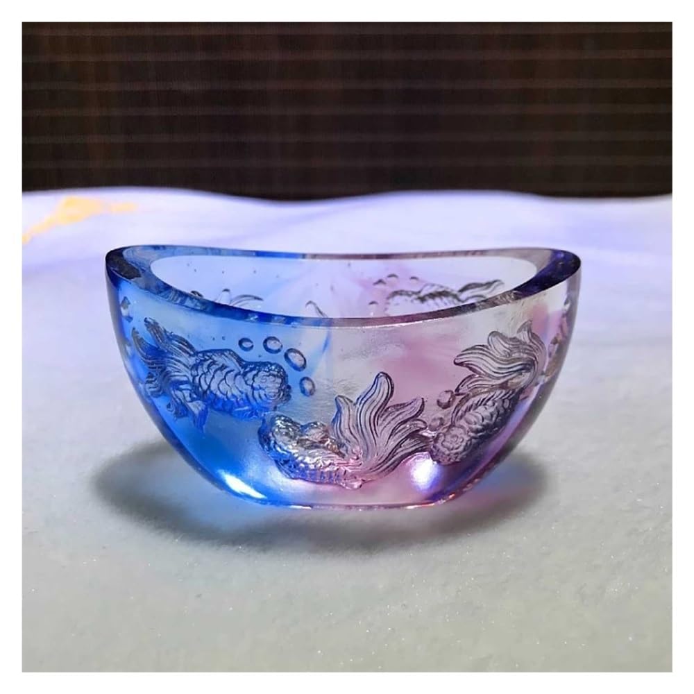 Zbiornik na ryby Chiński Yuanbao Akwarium Miska Feng Shui Bogactwo Wystrój Domu(Blue)