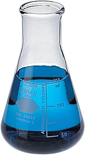 Kimax Glass Wide Mouth Heavy-Duty Tooled Top Finish Erlenmeyer Flasks with Capacity Scale, 125ml Capacity (Case of 48)