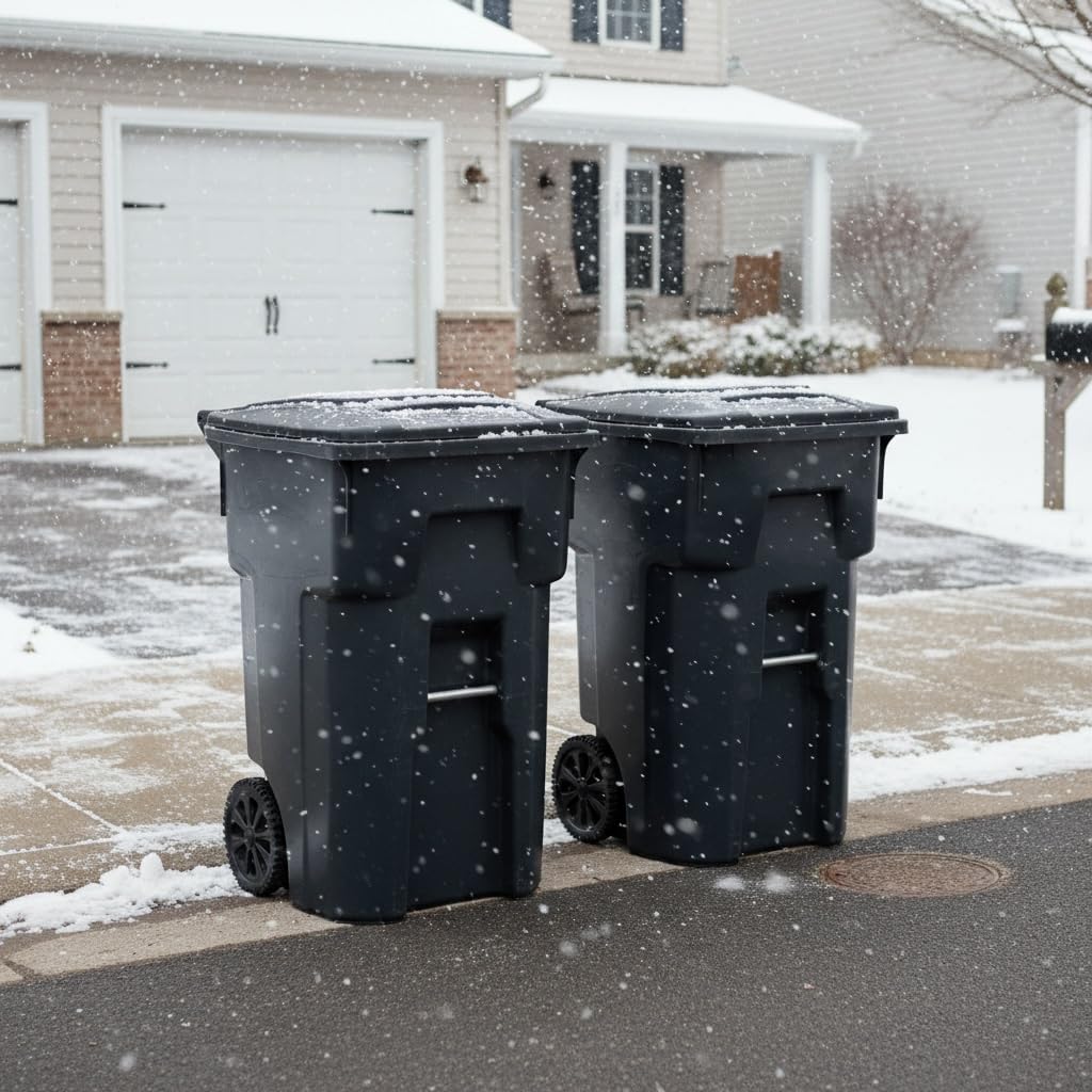 48 Gallon Garbage Cans Trash Cans With 2 Rugged Wheels Ergonomic Handle And Lid Heavy Duty Construction Built For Toughness And Maximum Impact Resistance Perfect For Both Indoor Or Outdoor Use